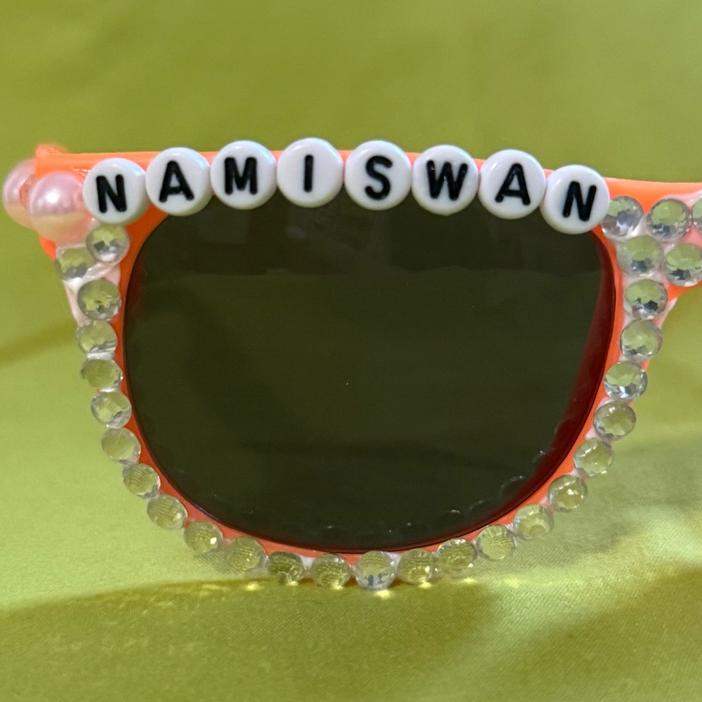Orange Nami One Piece Anime Custom Rhinestone Sunglasses Cosplay